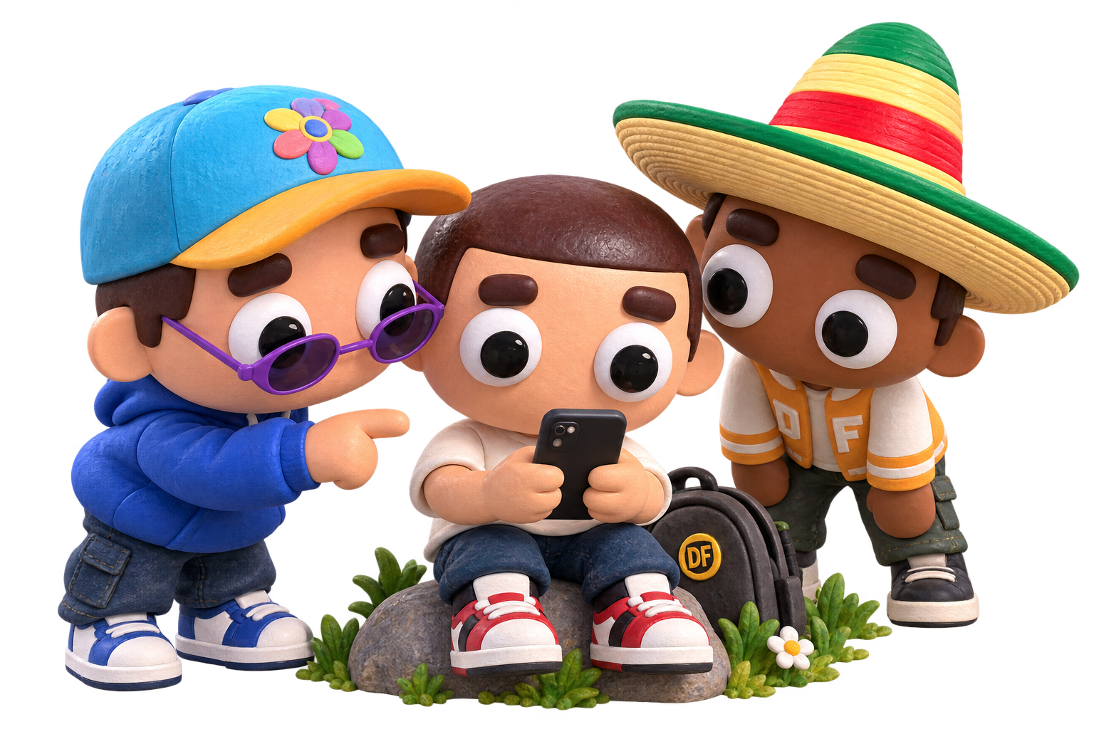 Three frens looking at a Fren Pot link together